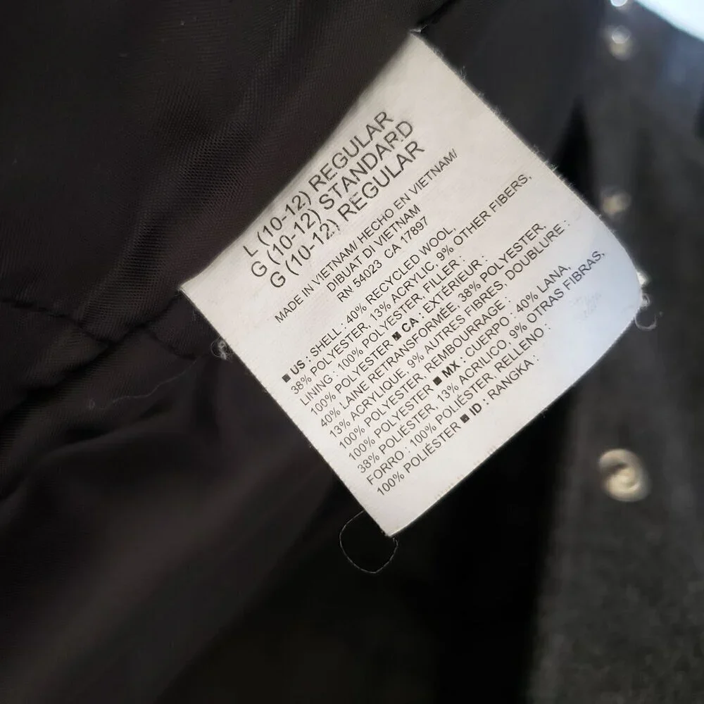 Old Navy Soft Brushed Wool Blend Colorblock Bomber Jacket Grey/Black Kid's 10-12